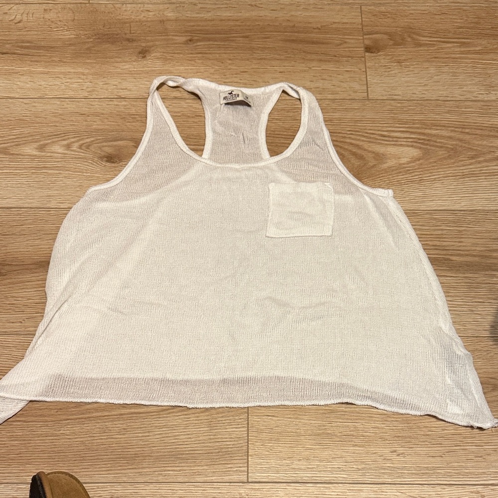 Hollister White Tank Top with Pocket
